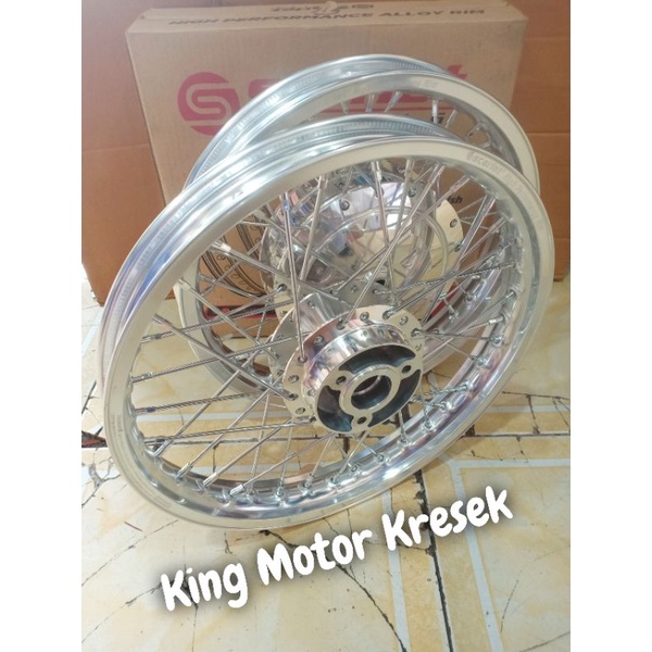 Velg Jari Jari Ring 14 140 X 160 Merk Scarlet Silver Chrome Untuk Motor Mio M3 Fino Soul GT Satu Set