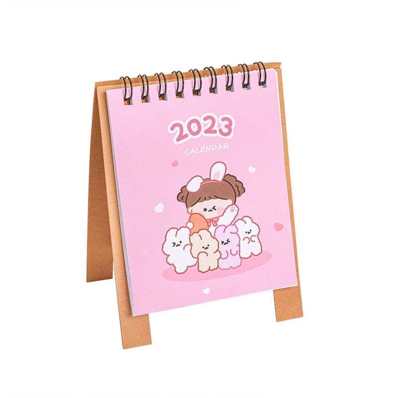 1pc 2023 Kalender Meja Mini Motif Kartun Hewan Lucu Untuk Dekorasi Kantor / Sekolah