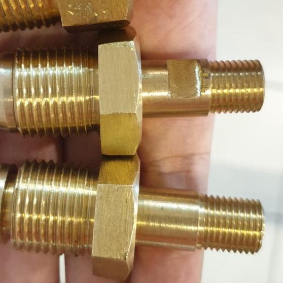 nepel tabung oksigen kuningan 5/8 in 22 mm drat luar ke 1/4 in drat