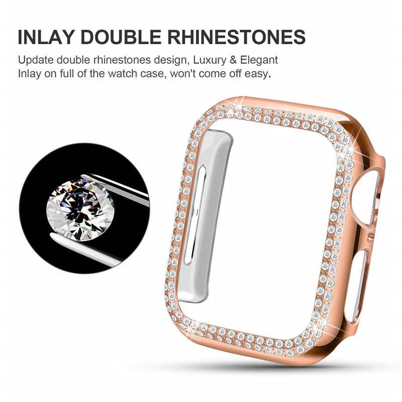 Case Pelindung Bumper Hias Berlian Bling Untuk Apple Watch Seri 8 7 6 5 4 3 2 1 SE2 45mm 41mm 44mm 42mm 40mm 38mm