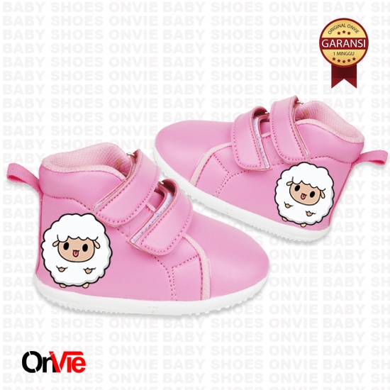 Sepatu Baby Boots Bunyi Motif Animal sheep Laki-Laki Usian 6-12 Bulan Prewalker Motif Binatang Kambing