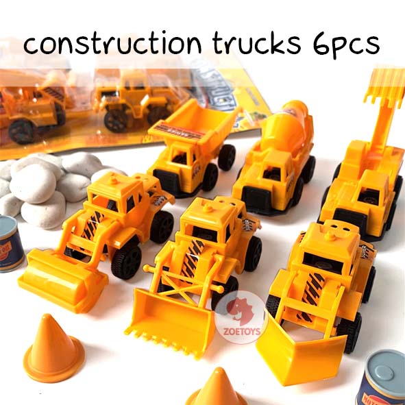 Zoetoys Construction trucks 6pcs | Mobil mobilan Konstruksi Alat Berat Beko Truk bulldozer excavator dump truck molen loader plow | Mainan Edukasi Anak
