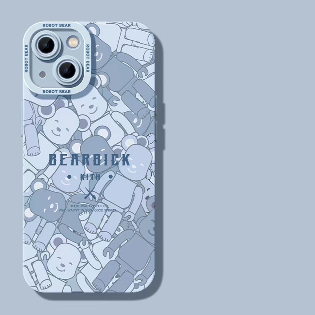 Ins Casing iPhone 14 14pro 14Plus 14prm 13 13pro 13prm 11 7Plus 8Plus Xr XS 12pro Max Motif Beruang Hijau Biru