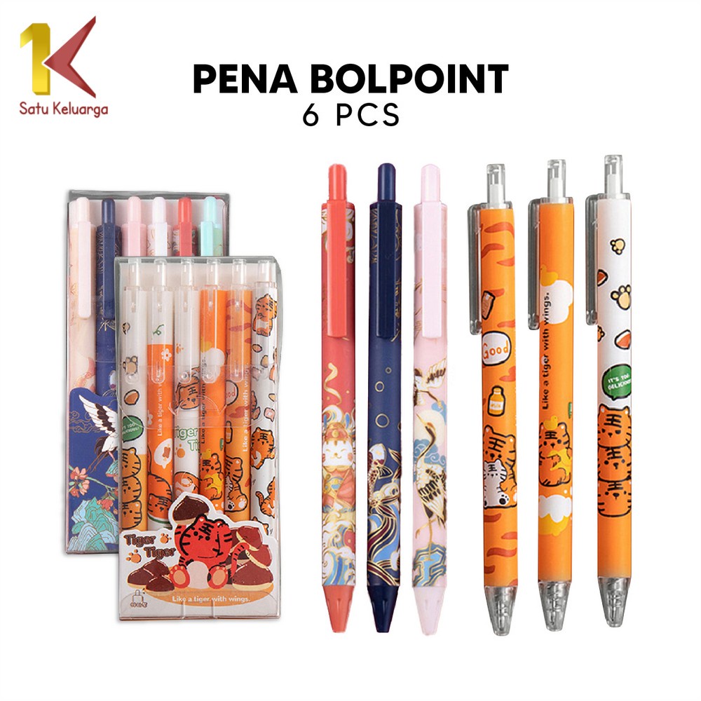 

Satu Keluarga Pulpen Mekanik Pen Gel 6PCS Motif Cartoon A43 Alat Tulis Kantor Pena Bolpoint Stationary Pelajar