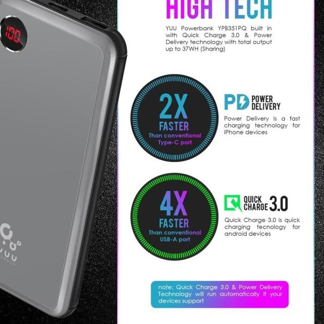 YUU STEEL CASE POWERBANK 10000MAH WITH QUICK CHARGE 3.0 – YPB351PQ