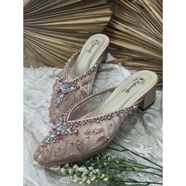 sepatu wanita alena wedding rosegold 5cm tahu