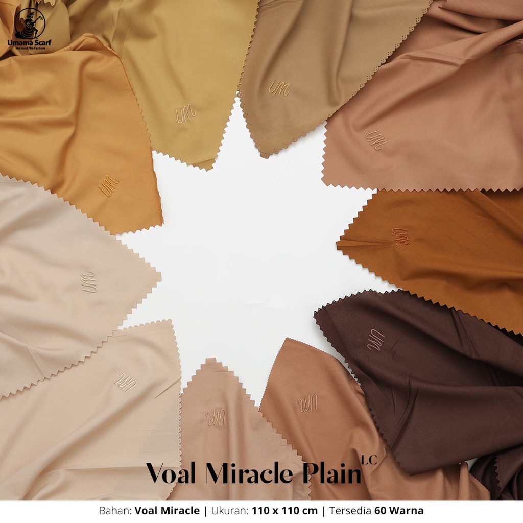 [PILIH WARNA] Umama Hijab Segi Empat Miracle Plain Polos Bordir Timbul Logo