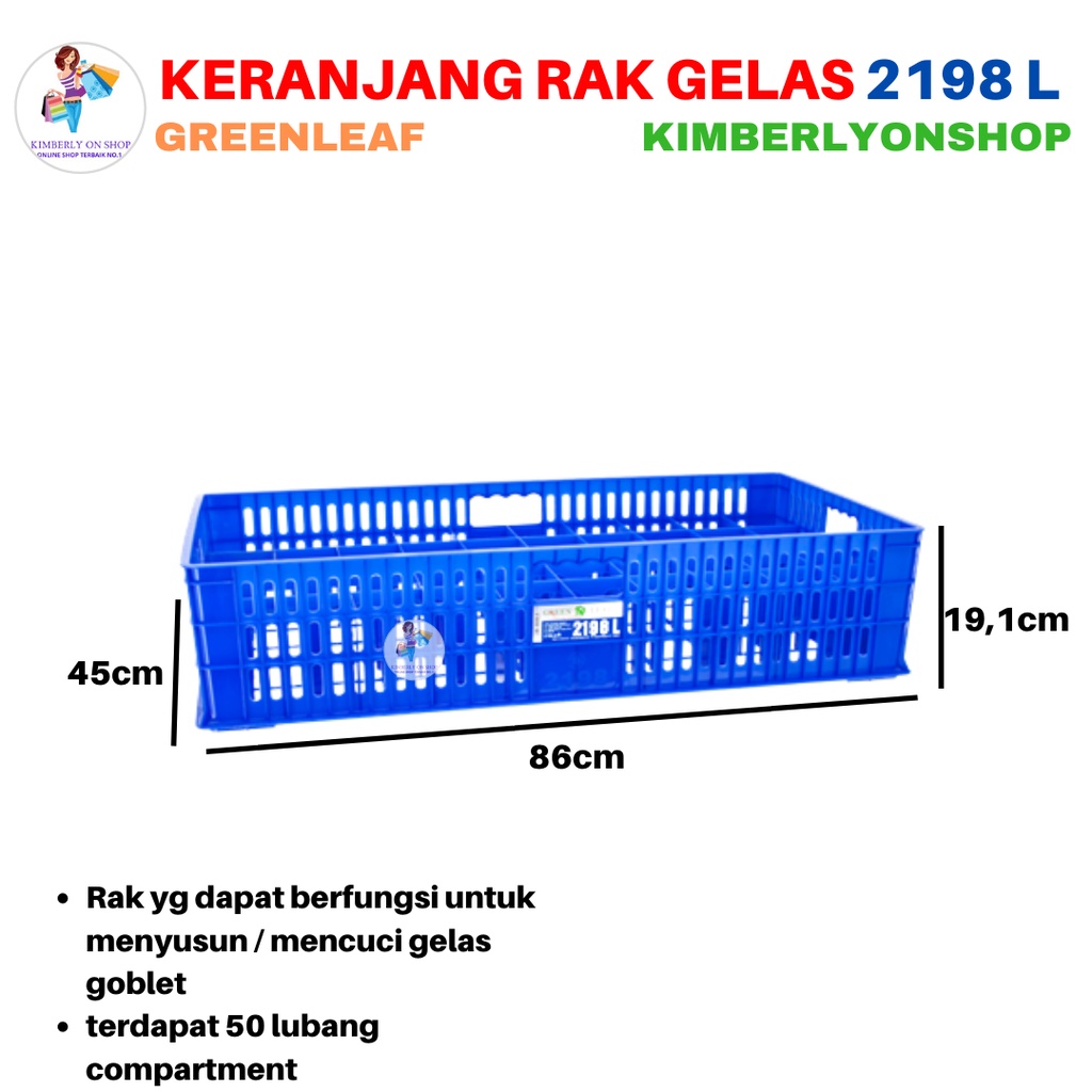 Keranjang Industri Keranjang Gelas 50 Sekat 2198 L Green Leaf