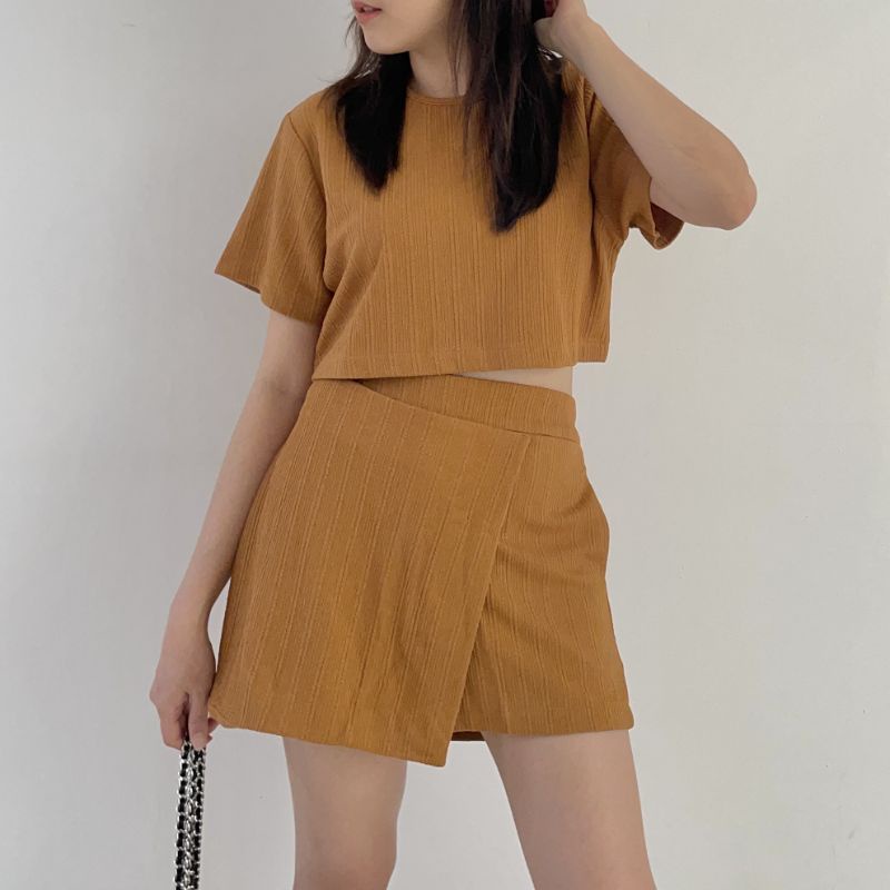 Ellena Knit Premium Skort Set (Crop Top + Skort) One Set Korea