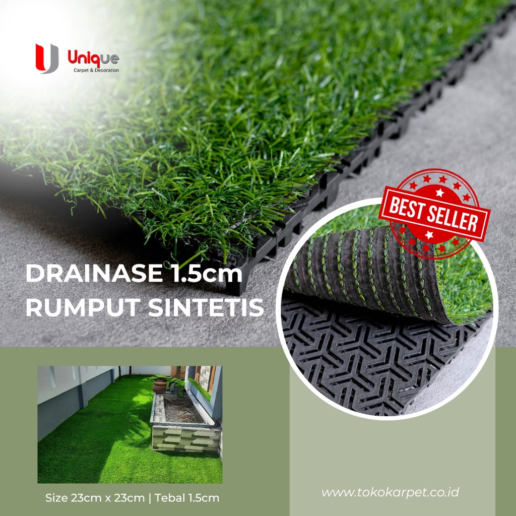 Drainase Rumput Sintetis Tebal 1,5 cm / Alas Rumput Anti Lembab