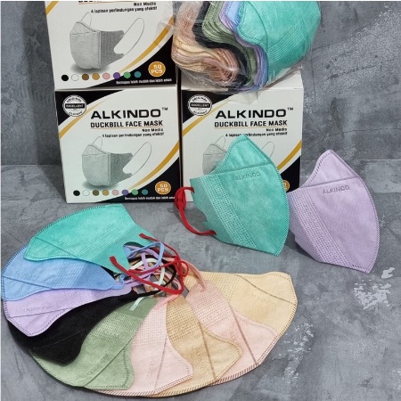 DUCKBILL ALKINDO GARIS WARNA WARNI PASTEL FACE MASK PER BOX ISI 50 PCS