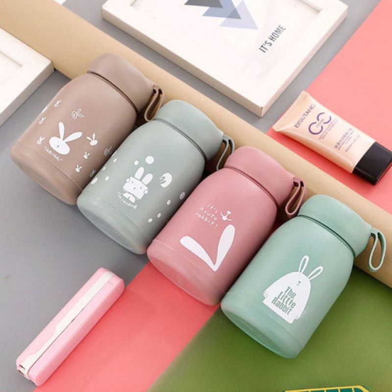 RY - Botol minum kopi teh susu / botol kaca mini kelinci 330 ML / Botol mini tumbler lucu anak dewasa-1
