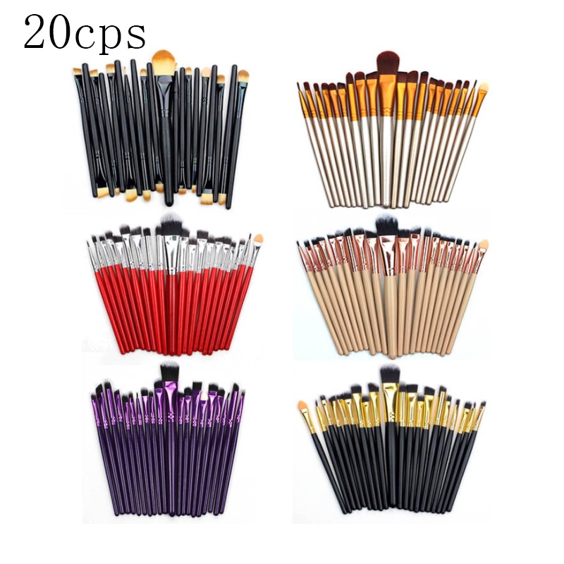 20pcs Kuas Makeup Set Kosmetic Brush Powder Eye Shadow Foundation Blusher Blending Beauty