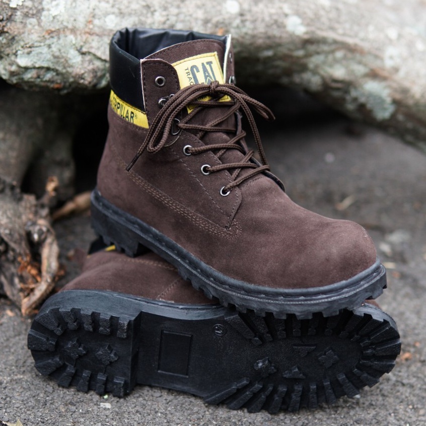 Septi Baru !! Sepatu Boots Safety Sepatu Proyek Kerja Lapangan Ujung Besi - Caterpillar Sby Tinggi