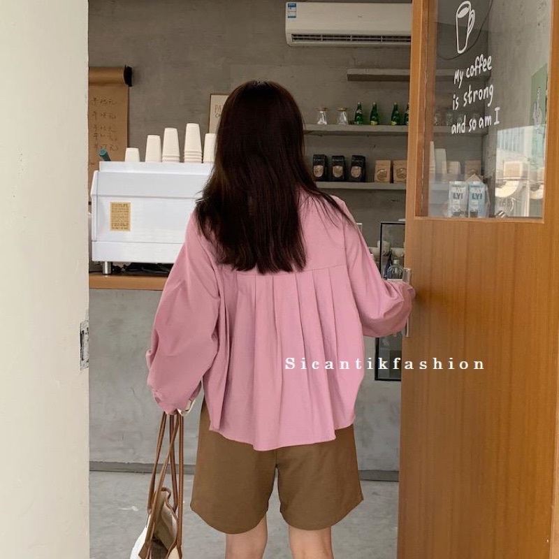 Irene Shirt - Kemeja Crop Wanita  - Kemeja Linen- Kemeja Basic