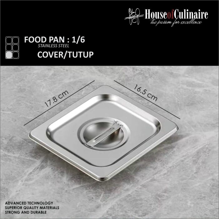 Tutup Food Pan Stainless 1/6 Tutup Gastronom Pan