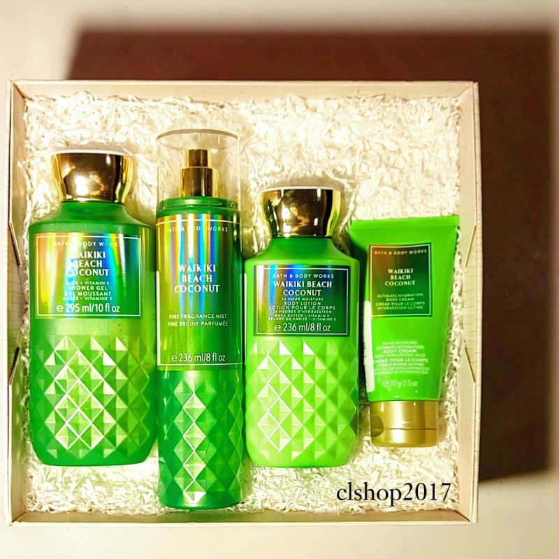 BBW WAIKIKI BEACH COCONUT GIFT SET PAKET BATH &amp; BODY WORKS