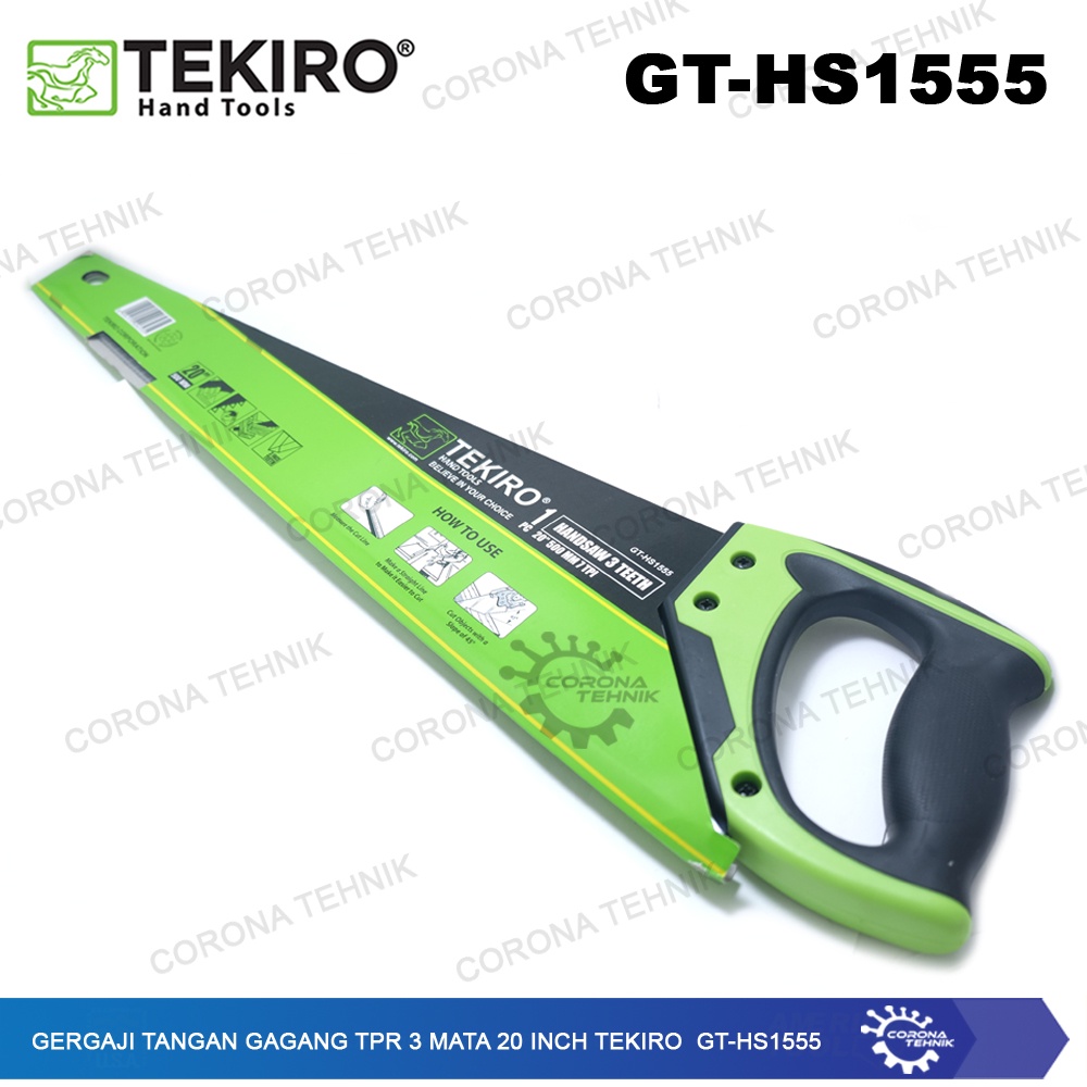 GT-HS1555 - Gergaji Tangan Gagang TPR 3 Mata 20 Inch Tekiro