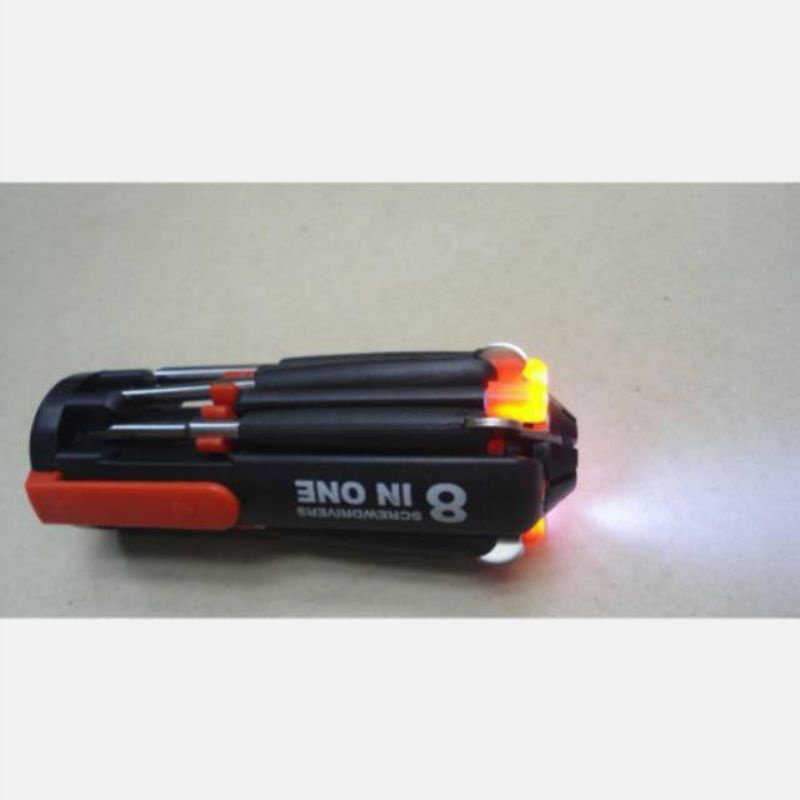 Obeng Miltifungsi 8 in 1 + Senter / Multi-Screwdriver Torch