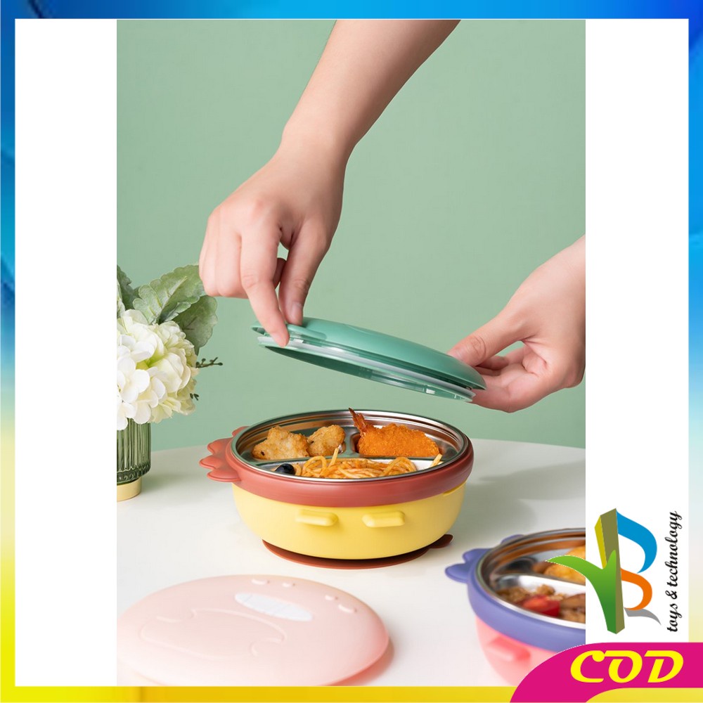 RB-C354 Kotak Bekal Anak Stainless Karakter DINO Set / Lunch Box Anak / Tempat Makan Anak Lucu / Tepak Makan Anak Karakter BPA FREE