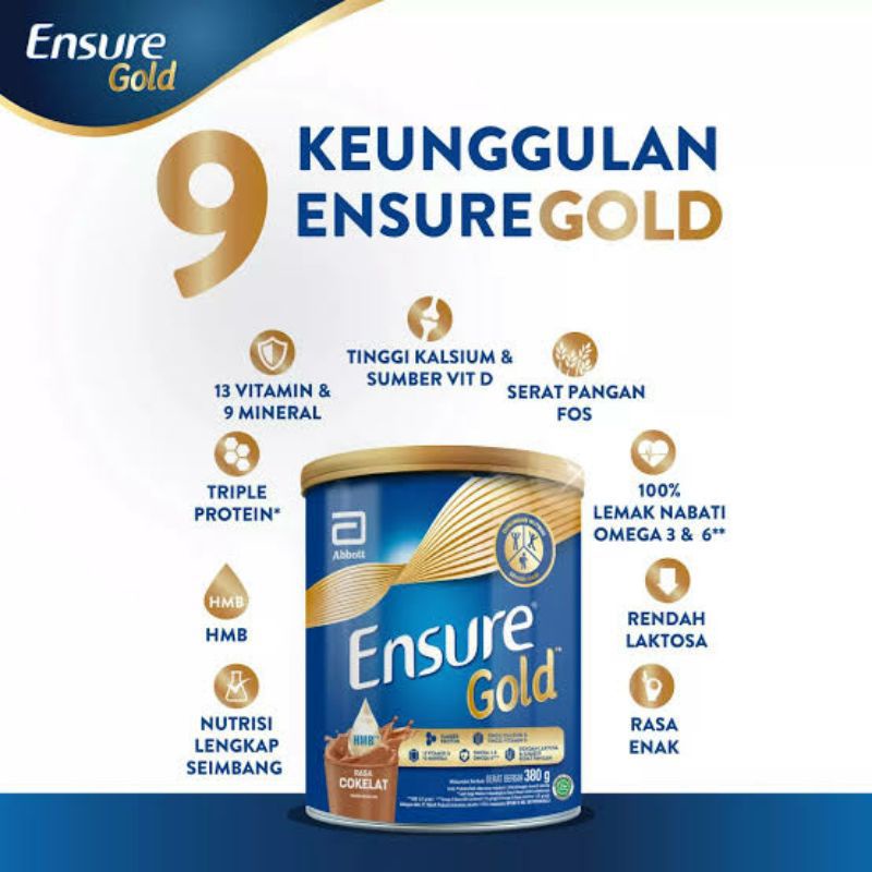 

Ensure Gold Susu Bubuk Nutrisi Dewasa 380gr / Cokelat / Vanila