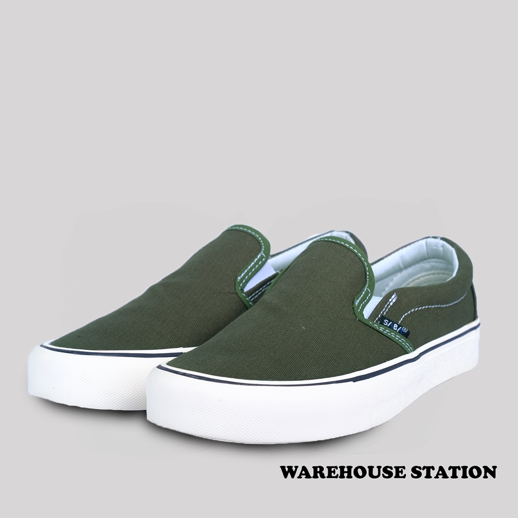 SABA Vintage Slip On Olive  - Sepatu Sneakers Casual Pria Wanita