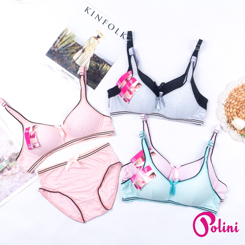 BEE - Setelan Bra Busa Tipis Tanpa Kawat Bra Wireless Set Bra &amp; Cd POLINI G500