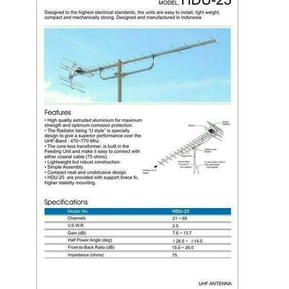 ANTENA TV UHF PF HDU 25 Cocok untuk STB / Set Top Box Siaran Digital