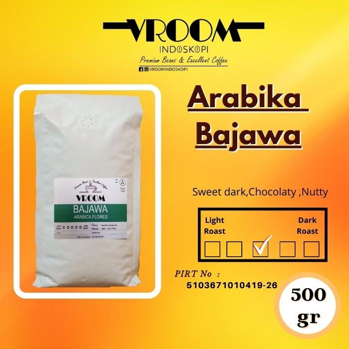 

BIJI KOPI BUBUK ARABIKA BAJAWA FLORES- 500GR BIJI SANGRAI