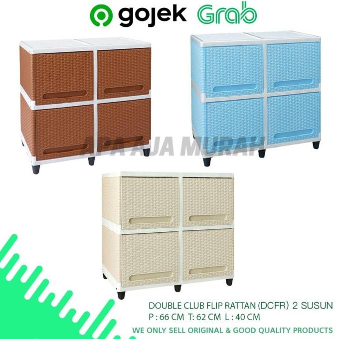 

DOUBLE CLUB FLIP RATTAN 2 SUSUN / LEMARI PLASTIK CLUB DCFR 2 SUSUN stock ready