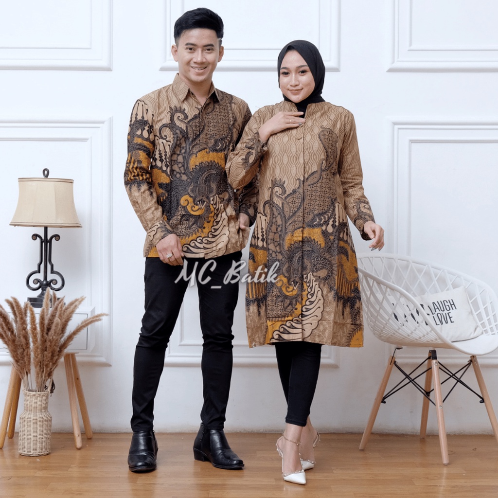 Batik Couple (MCbatik) - Batik Couple Tunik Busui Friendly/Full Kancing Depan Kemeja Seragam Kantor M L XL XXL Jumbo