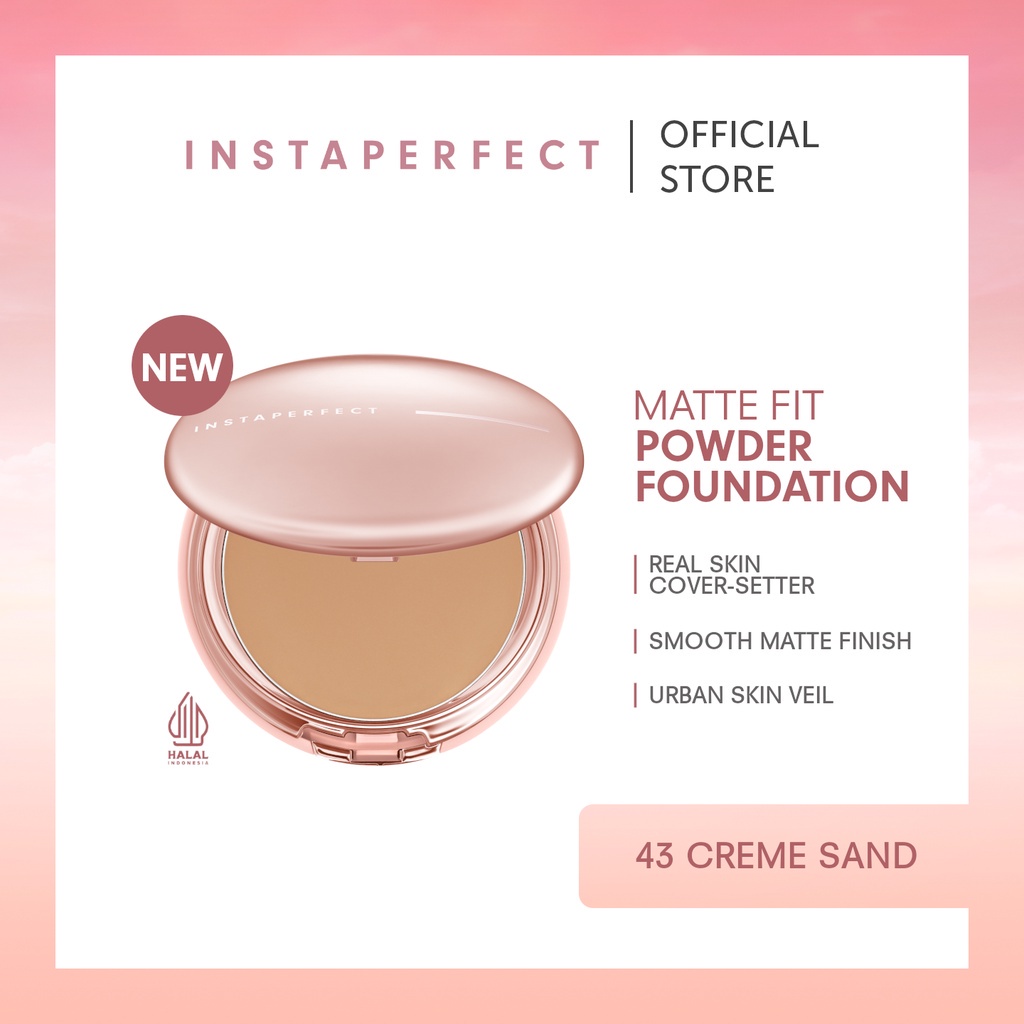 Wardah Instaperfect Matte Fit Powder Foundation 13 g - Bedak (Real Skin Cover Setter, Smooth Matte Finish, SPF 20 PA+++)