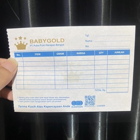 Nota Kosong Resmi Dari BABY GOLD Nota Tambahan