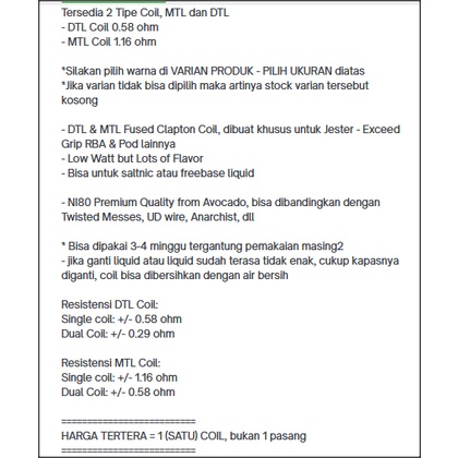 [Koil NI80x] koil for PASITOx RBAx | kawat kumparan kooil advanced n180