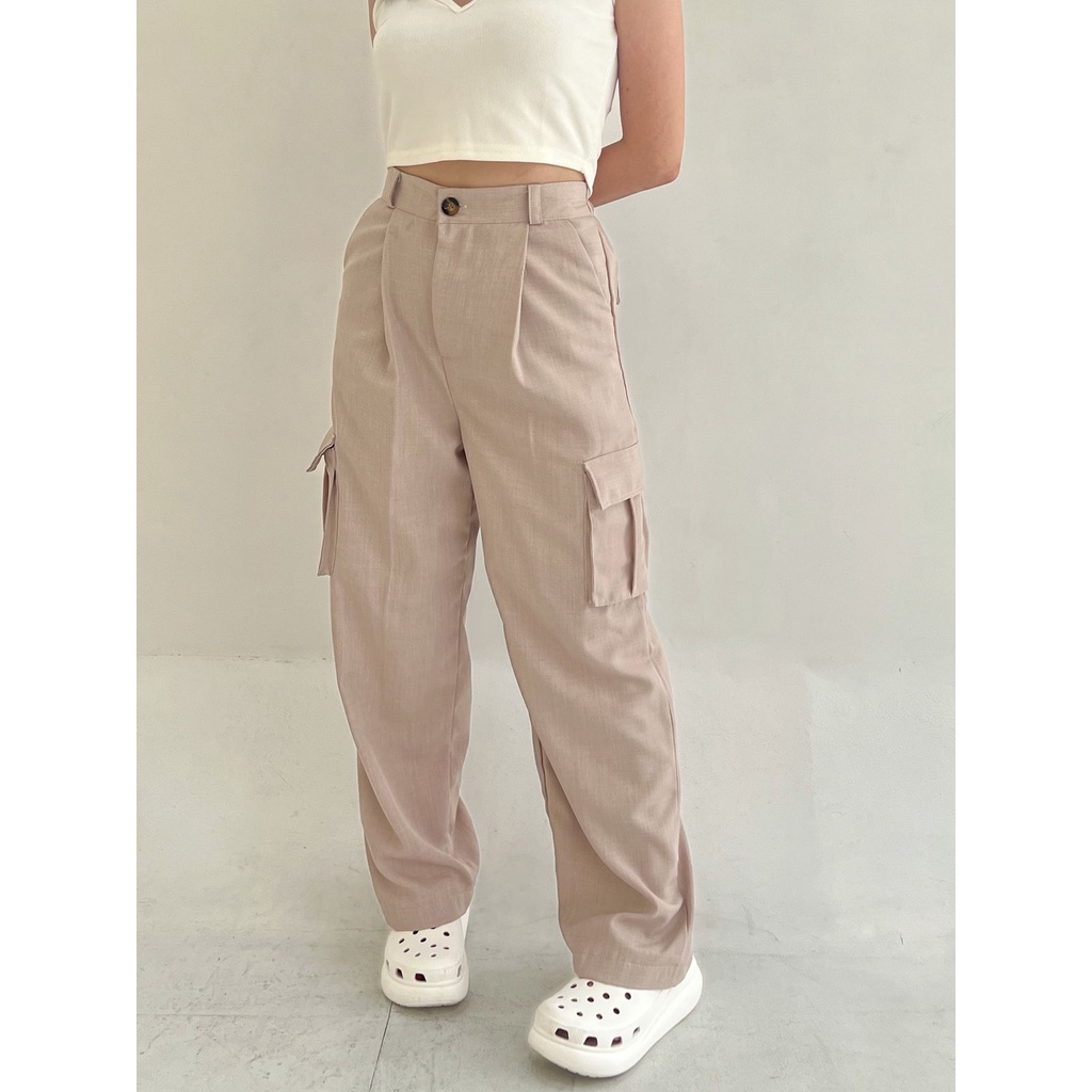 POTTIE - Kenza Baggy Pants - High Waist Baggy Pants - Celana Kulot Cargo