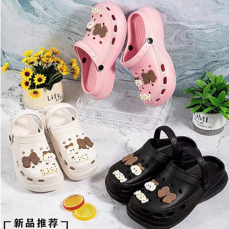 littlekiddoss Sepatu Sandal Jelly fuji Wanita Import Wedges Baim crcs Platform Sendal Clog Bapao REAL IMPORT SD2213