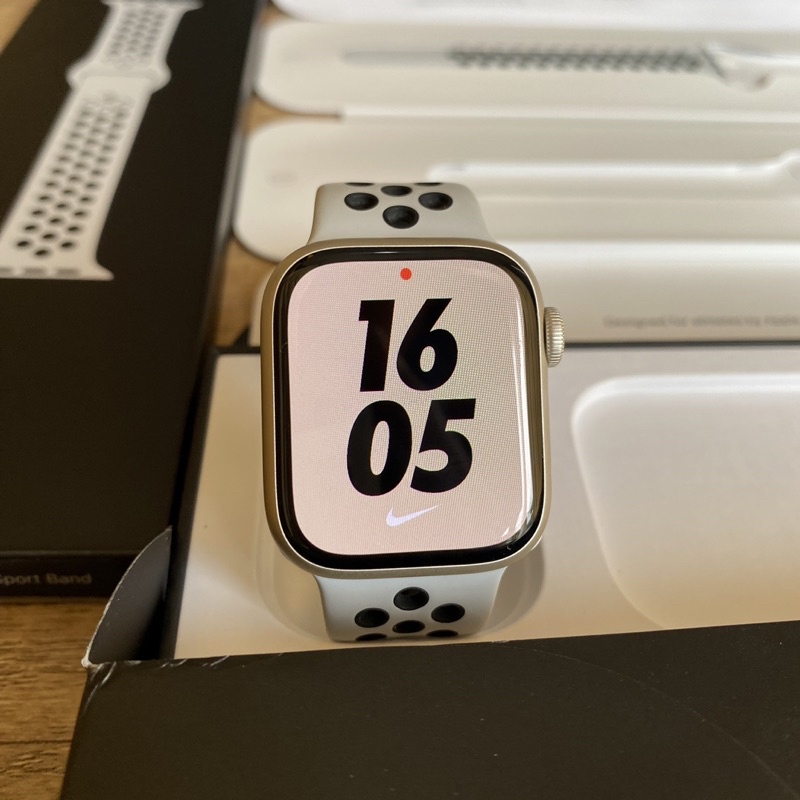 iBox Apple Watch Series 7 41mm Nike+ Starlight Garansi 2023 Fullset Original Iwatch