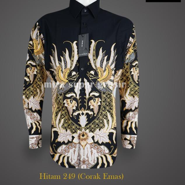 Kemeja Alisan, Kemeja Batik Printing Alisan Slimfit Lengan Panjang - MAROON-245, 15=(M)