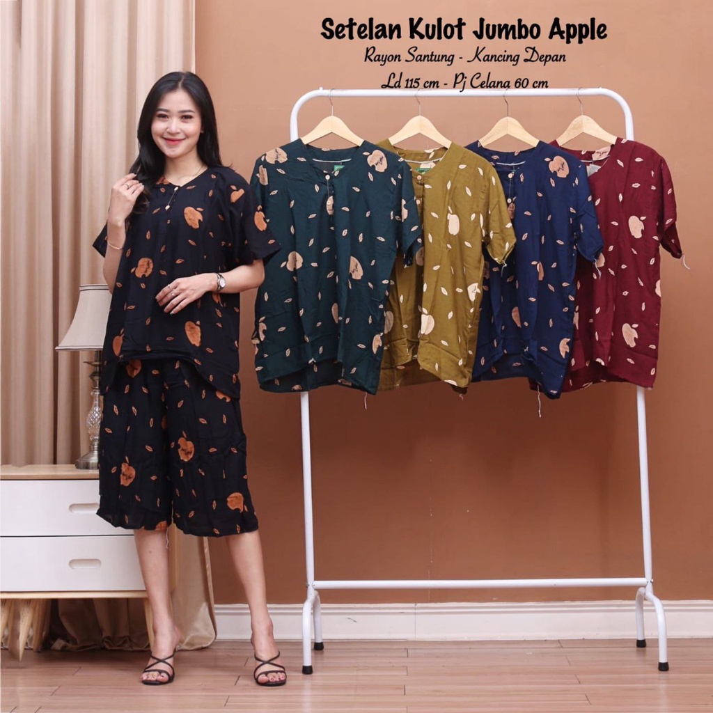 Setelan Kulot Jumbo Wanita Bahan Rayon Ld 120 Bumil Busui