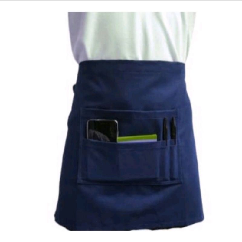 Celemek setengah badan, saku tumpuk / Celemek waiters / celemek setengah / apron