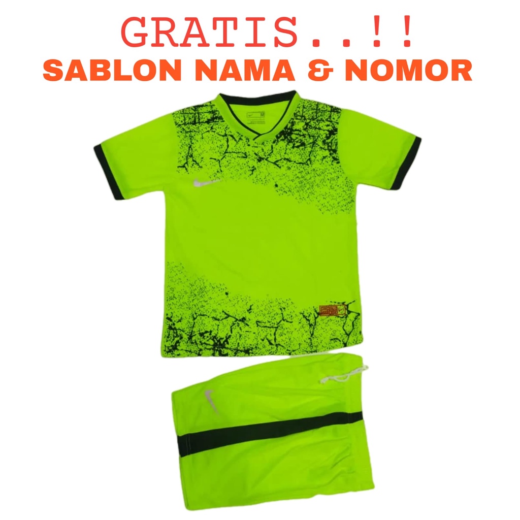 ( FREE SABLON NAMA &amp; NOMOR ) Baju olahraga anak laki/perempuan baju bola futsal volly badminton bulutangkis usia SD SMP