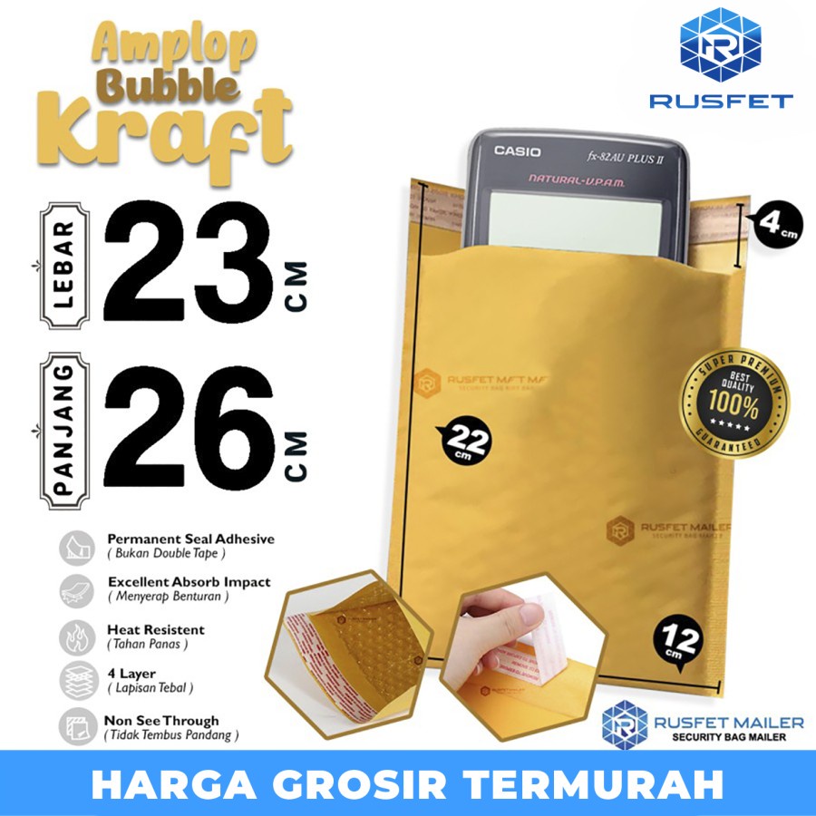 

AMPLOP BUBBLE MAILER 23x26cm KRAFT PAPER ENVELOPE RUSFET SATUAN