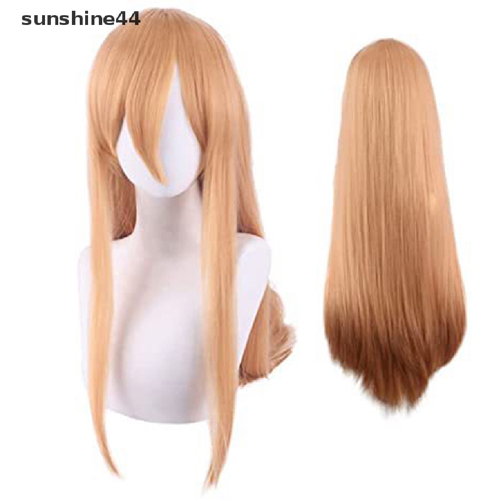 Sunshine Wig / Rambut Palsu Panjang + Poni Warna Oranye Untuk Cosplay Anime