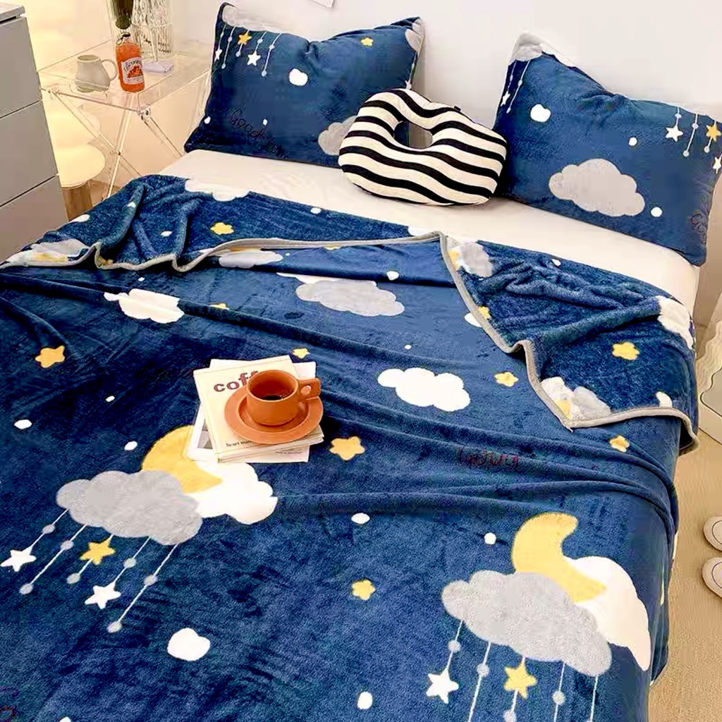 Selimut Bulu Dewasa Uk 140x200 Motif Star Night