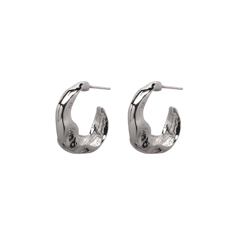 Anting Stud Bahan 925 Silver Plated Logam Gaya Korea Untuk Wanita