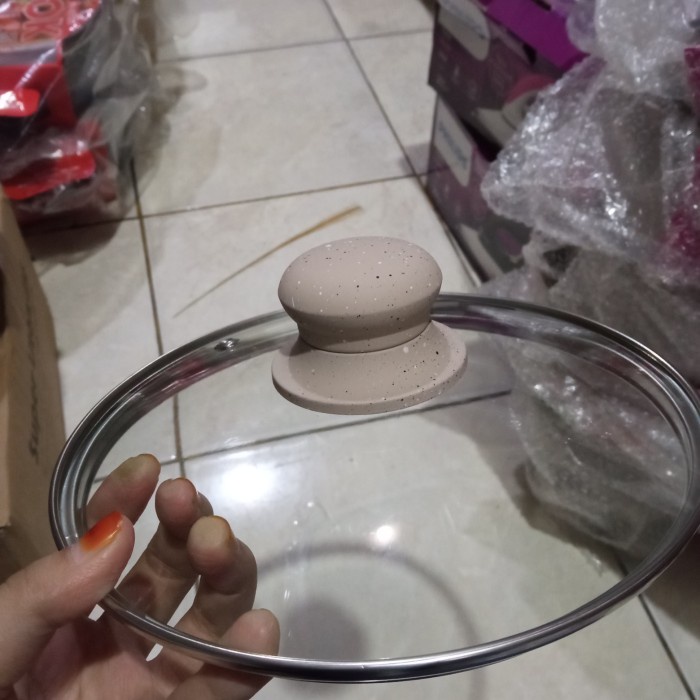 Tutup Kaca Kayu Penutup Panci Stainless Tutupan Fry Pan 26Cm 26 Cm