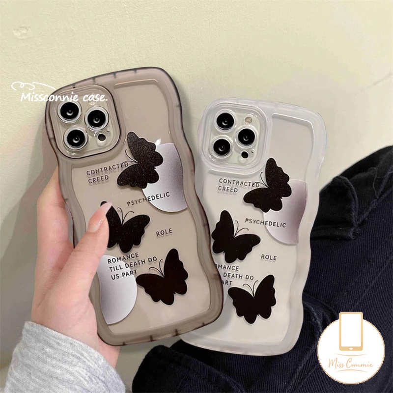 Cute Three Black Butterfly Soft Case Realme C15 C55 C53 10 9 Pro+8I C30 C33 C25 C25Y 7 7i 8 8Pro 5 5i 5s 6i C25s C12 C21Y C35 C1 C11 C20A C20 C3 Lucu Shockproof Wavy Edge Sarung