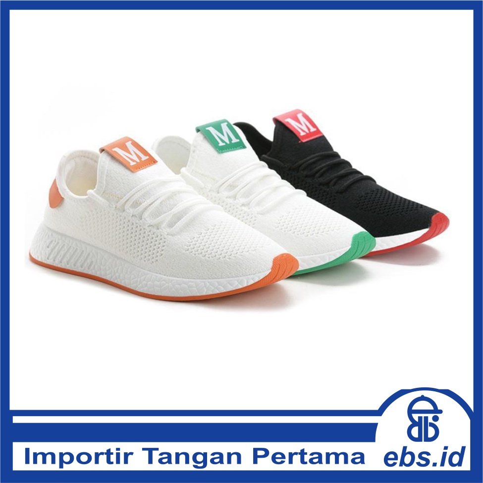 𝐄𝐁𝐒 ✅ SEP014 (Tanpa Kotak) Sepatu Sneakers Wanita Motif M Polos Sporty Model Korea Fashion Casual Sport Olahraga Import