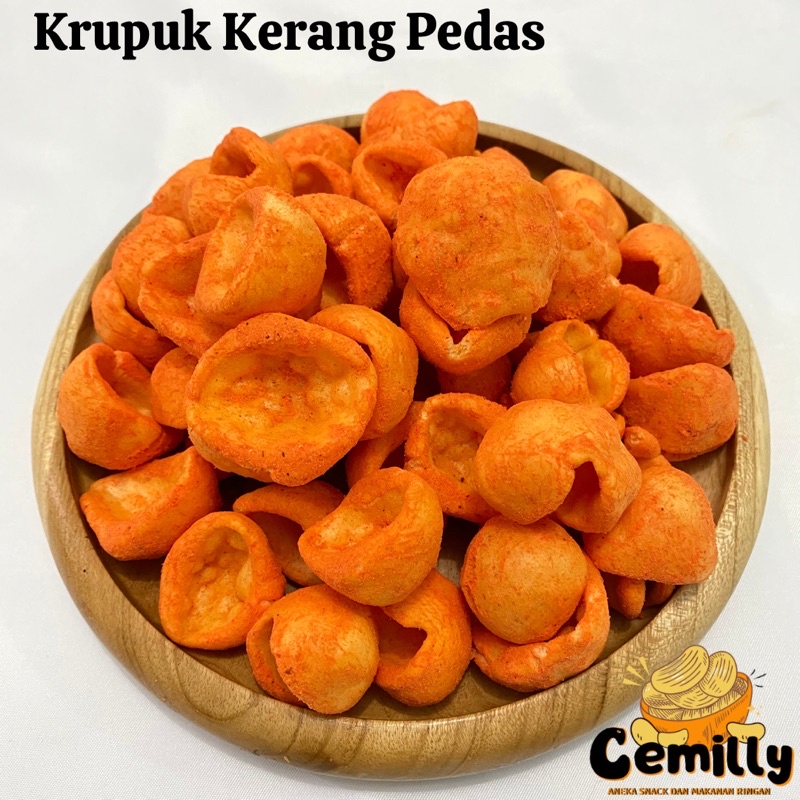 

[CEMILLY] 1kg/500gr Krupuk Kerang Pedas Cemilan Snack Kiloan