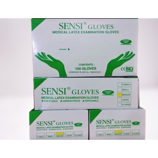 Sarung Tangan Sensi Latex Powder Free / Sensi Gloves Medical Latex Powder Free/ Handscoon Medis Sensi isi 100's